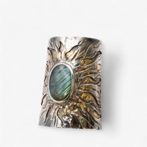 Pulsera de plata, oro y labradorita